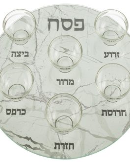 קערת פסח זכוכית מהודרת עם בומצים 35 ס"מ