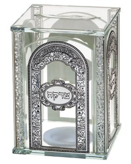 קופת צדקה קריסטל עם פלקטות 13X9 ס"מ