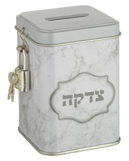 קופת צדקה פח מרובעת "שיש" 10 ס"מ