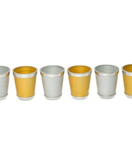 סט ליקר אלומיניום 6 כוסיות כסף וזהב 5 ס"מ
