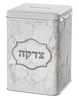 קופת צדקה פח מרובעת "שיש" 15 ס"מ