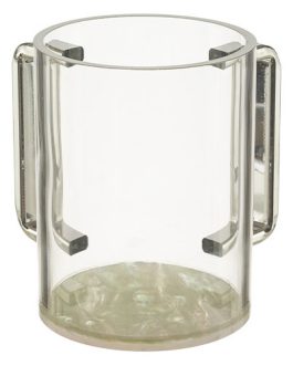 נטלה פרספקס מהודרת שקופה עם בסיס וידיות גוון שיש 13 ס"מ