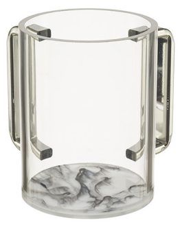 נטלה פרספקס מהודרת שקופה עם בסיס וידיות גוון שיש 13 ס"מ