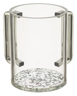 נטלה פרספקס מהודרת שקופה עם בסיס וידיות נצנץ כסף 13 ס"מ