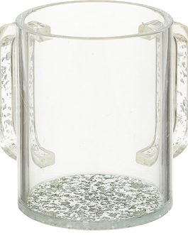 נטלה פרספקס מהודרת שקופה עם בסיס נצנץ כסף 11 ס"מ