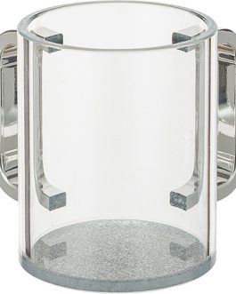 נטלה פרספקס מהודרת שקופה עם גליטר כסף וידיות כסף 11 ס"מ